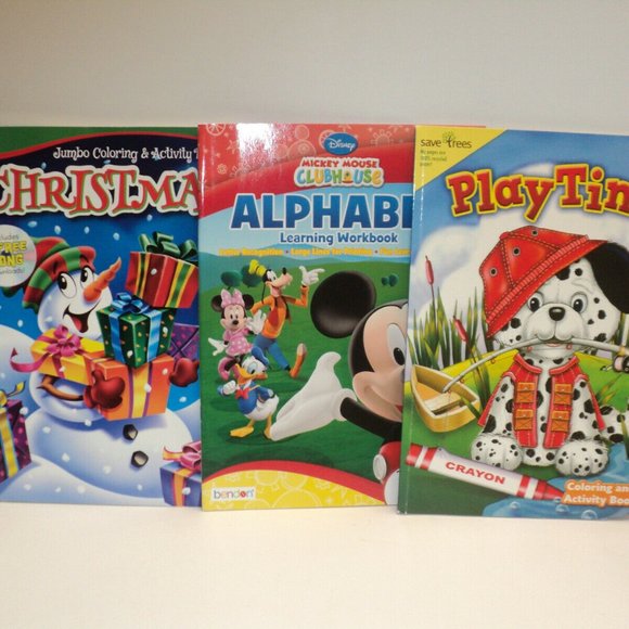 NEW Lot of 3 Children's Coloring & Activity Books, Christmas, Disney & Play Time - Picture 1 of 5